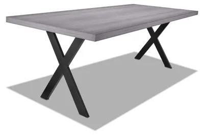 Image de Table de salle à manger en bois et métal - pieds noirs forme X - 220x100 cm