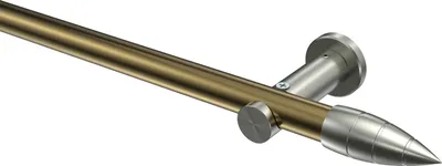 Produktbild von Interdeco Gardinenstange / Vorhangstange Messing Antik / Edelstahl-Optik, Typ Platon Samanto (Rillenpatrone) ohne Ringe, 20 mm Ø 1-läufig, 520 cm