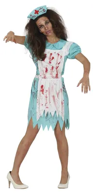 Image de Costume de fête Guirca - Déguisement de zombie infirmière pour femmes, ensemble Halloween FG1779 (Taille L) (Bleu/Blanc), Image générée par une IA