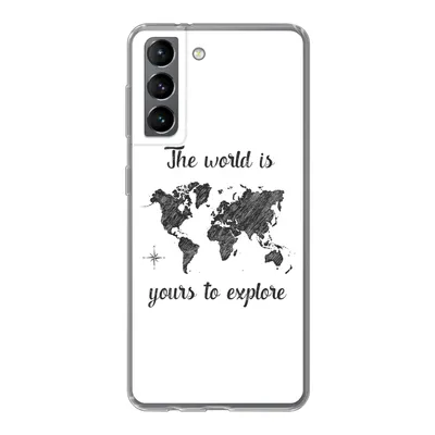 Produktbild von MuchoWow® Handyhülle Schutzhülle Hülle für Samsung Galaxy S21 Weltkarte - Schwarz - Sprichwörter Silikon Softcase Handy Hülle - Softcase