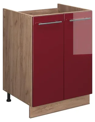 Zdjęcie produktu dla Szafka pod zlew Vicco Fame-Line Bordowy wysoki połysk/Dąb goldkraft 60 cm, Model 65225