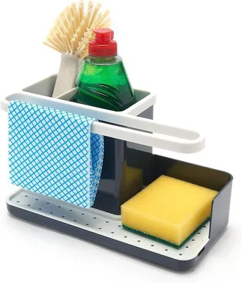 Image de Organiseur pour évier avec bac de récupération amovible - Antidérapant et peu encombrant - Design compact