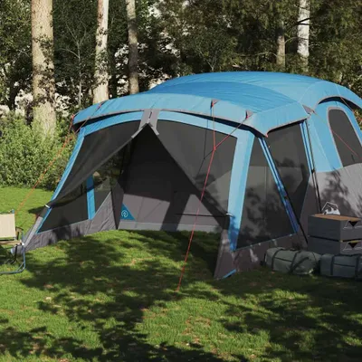 Image de vidaXL Tente de camping avec auvent 4 personnes bleue étanche à l'eau