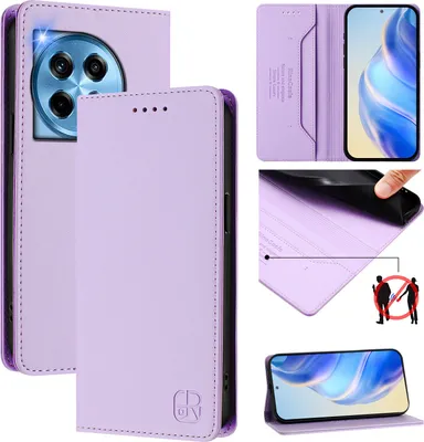 Immagine prodotto di Custodia in pelle per OnePlus 12, flip case con slot per carte, portafoglio e supporto Viola