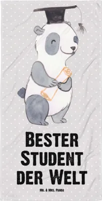 Produktbild von Mr. & Mrs. Panda Handtuch Pinguin Bester Student der Welt - Grau Pastell - Geschenk, Spaß, Universität, Abschluss, Uni, Duschhandtuch, Badelaken, Großes Badehandtuch