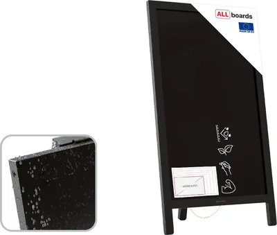 Immagine prodotto di Lavagna con cavalletto per gesso NERA monofacciale 78x44 cm, RESISTENTE ALL'ACQUA