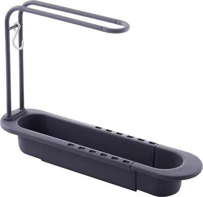 Image de INF Égouttoir à Vaisselle Extensible avec Bac d'Égouttement et Barre Gris