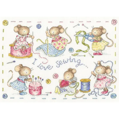 Obrázek produktu pro Balení křížkové výšivky Bothy Threads "I love sewing", počítání vzoru, 32x23cm