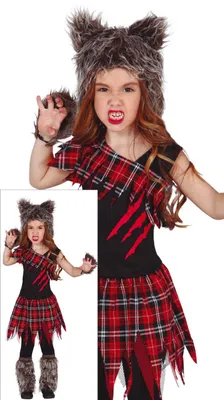 Immagine prodotto di Costume da lupo scozzese per ragazze taglia 98-146, taglia:140/146