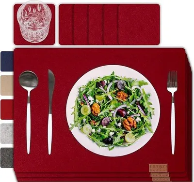 Productafbeelding van Famanu viltonderzetters, 42 x 32 cm - wasbaar - set van 12 - rood