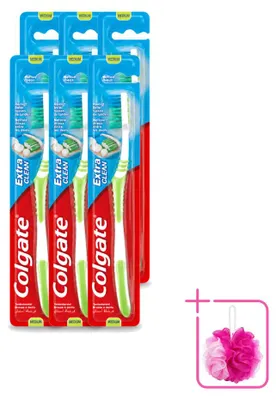 Produktbild von 6 x Colgate Extra Clean Medium Zahnbürste - Sparpackung - 6 Stücke