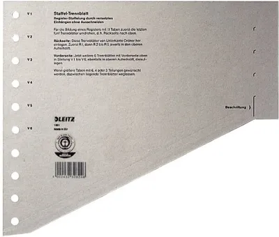 Produktbild von LEITZ Staffeltrennblätter 1651 grau DIN A4
