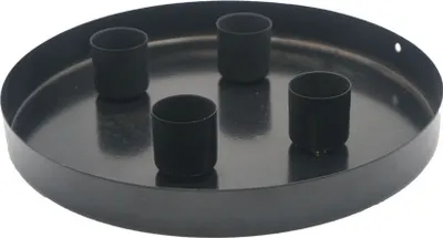 Obrázok produktu pre Dekoratívny podnos s magnetickými držiakmi na sviečky - Ø cca 20 cm - Podnos na sviečky čierny