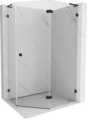 Obrázok produktu pre Mexen Lunar L päťuholníkový sprchový kút, pravé otváranie, 90 x 80 cm, priehľadný, čierny - 831L-090P-080L-70-00-P