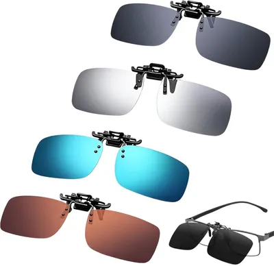 Produktbild von Sonnenbrillen-Clip 4 Stück, UV400 polarisierte Sonnenbrille, 180° klappbar, für Autofahren