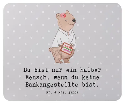 Produktbild von Mr. & Mrs. Panda Mauspad Bankangestellte Herz - Grau Pastell - Geschenk, Spruch, Mousepad, mousematte, Beruf, Witzig, laptop, Mouse Pad, pc, Lustig