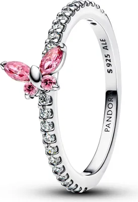 Produktbild von Pandora Ring Glitzernder Schmetterling Rosa Silber 194269C02 Gr. 56