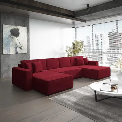 Produktbild von Wohnlandschaft Schlafsofa Sofa CONOR PREMIUM Stoff Kronos Bordeauxrot