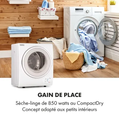 Image de KlarsteinJet Set 2500, sèche-linge, sèche-linge à évacuation d'air, 850 W,  TEE C, capacité de 2,5 kg, dimensions de 50 cm, couleur blanche