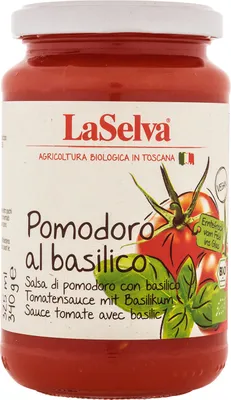 Produktbild von LaSelva Tomate natur mit Basilikum 340 g