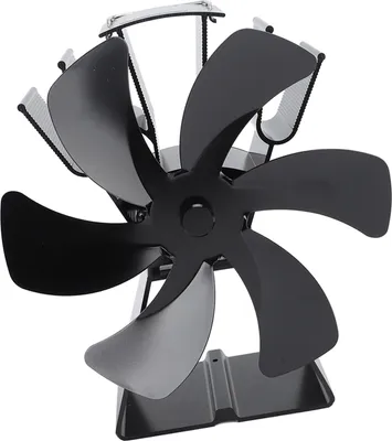 Obrázek produktu pro ventilátor na kamna s 6 lopatkami Hliníková slitina Ruční ovládání Stolní krbový ventilátor pro kamna na dřevo Hořáky na pelety Černá barva
