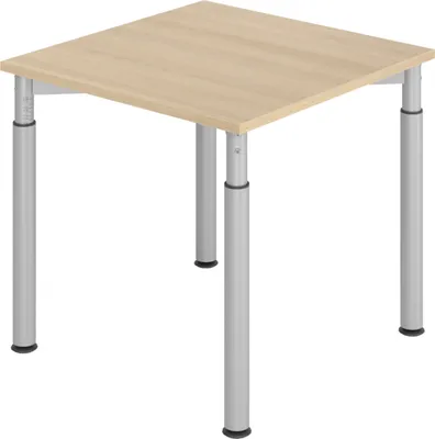 Produktbild von bümö Schreibtisch Serie-Y - Gestell: Silber, Größe:  80 x 80 cm, Nachbildung: Eiche