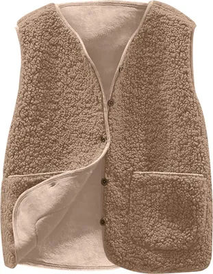 Produktbild von Universalweste Damen Fleecejacke V-Ausschnitt Knopf Teddybär Fleece ärmellos Kurzarm Winter Warme Weste Outdoor Winterjacke Zottelige Weste Übergangsjacke Felljacke