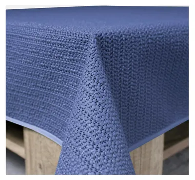 Produktbild von Wetterfeste rechteckige Gartentischdecke aus PVC, wasserabweisend und rutschfest, abwischbar für Garten, Balkon, Terrasse und Camping (Blau, 110 x 140 cm)