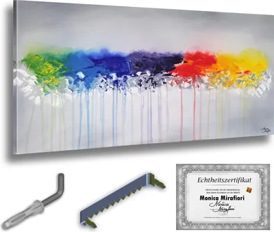 Immagine prodotto di Monica Mirafiori I 100% DIPINTO A MANO I Quadro "Astrazione Arcobaleno" 140x70cm | Quadro dipinto a mano | Quadro acrilico | Quadro acrilico molto grande I Arte moderna I Quadri d'arte