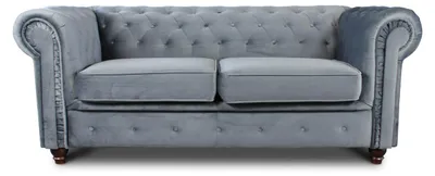 Produktbild von Sofa Chesterfield Asti 2-Sitzer, Couchgarnitur 2-er, Sofagarnitur, Couch mit Holzfüße, Polstersofa - Glamour Design, Velours (Grau (Velvet 10))