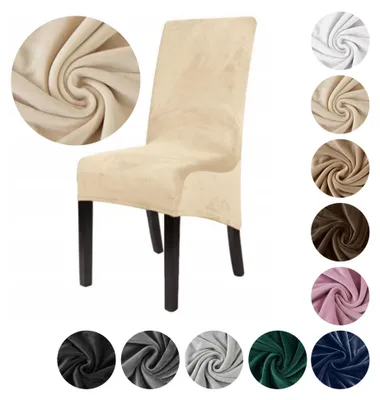 Produktbild von MEBLE ODNOWA, Stuhlbezug für schräge Stühle, Größe XXL, Samtbezug, Creme, Schonbezug, Elastischer, Samt, Velours, Maschinenwaschbar