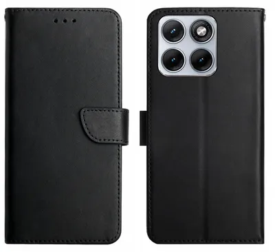 Produktbild von Motorola Edge 70 Fusion Hülle - Coverup Genuine Leather Klapphülle - Echtes Leder - Schwarz