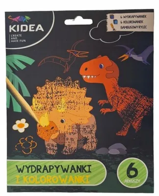 Produktbild von Kidea Kratzbild und Malbuch Dinosaurier Set