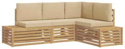 Produktbild von vidaXL Outdoor-Sofagarnitur mit Kissen 4 Stück Weiß Massivholz Akazie