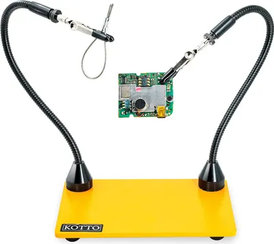 Image de KOTTO Support de circuit imprimé à souder pour troisième main Support magnétique flexible pour circuit imprimé, 2 bras, base en aluminium