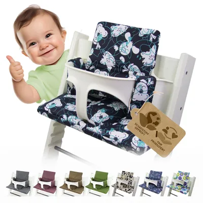 Produktbild von BAMBINIWELT Ersatzbezug, Kissen-Set für Hochstuhl Kinderstuhl Stokke Tripp Trapp, Sitzverkleinerer, DESIGN Bärchen blau