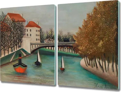 Produktbild von Coloray Hackbrett Küchenbrett Kochplattenabdeckung Schneidebrett Herdabdeckplatte 2x40x52 cm - Stadt Baum Boote