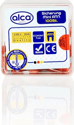 Zdjęcie produktu dla alca® Mini bezpieczniki 10A; 100 szt. ekonomiczne pudełko 32 V czerwone Mini płaski bezpiecznik wtykowy do pojazdów samochód motocykl przyczepa kempingowa motorower