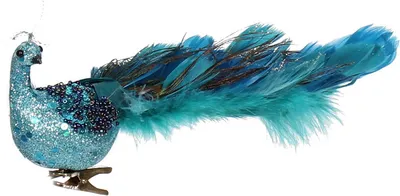 Produktbild von 12" Pfau Weihnachtsschmuck Vogel mit Federschwanz Clip-On für Weihnachtsbaum Dekorationen Garten Hof 1 Stück