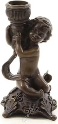 Produktbild von Casa Padrino Jugendstil Bronze Kerzenständer 7,1 x 7,1 x H. 14,1 cm - Deko Kerzenhalter - Barock & Jugendstil Deko Accessoires