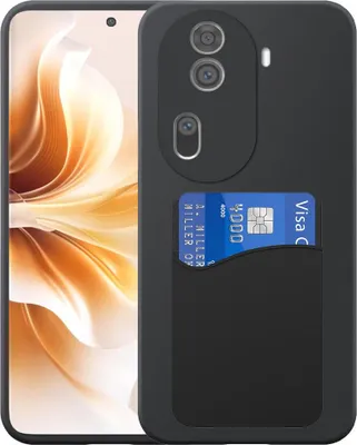 Image de Convient pour Oppo Reno 11 Pro Phone Case with Silicone Card Holder - Flexible Back Cover Case Silicone TPU with Silicone Cardslot - Black - Smartphonics