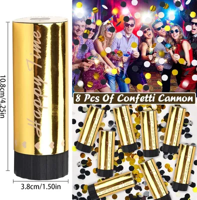 Immagine prodotto di 8 pezzi di coriandoli biodegradabili - cannoni di carta per matrimoni - oro
