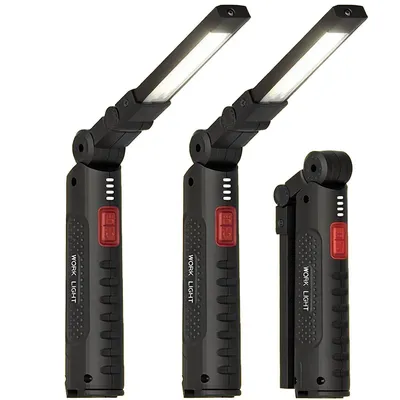 Produktbild von 2er Set LED Arbeitsleuchte Auto,Mini KFZ Werkstattlampe, Handlampe,USB-C wiederaufladbar, 360¡ã drehbar, Magnet & Haken, 6 Lichtmodi, Schwarz