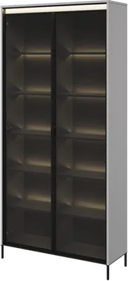 Produktbild von Vitrine TREND TR-07 Vitrinenschrank mit LED-Beleuchtung Standvitrine 92 x 196 cm Regalschrank 2 Türen Schrank Modern (Grau)