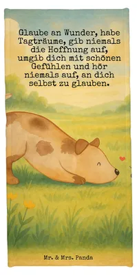 Produktbild von Mr. & Mrs. Panda Handtuch Hund Marienkäfer Design - Hundeglück - Geschenk, Sprüche, Zuversichtlich, Badehandtuch, Duschtuch, Strandtuch, Duschhandtuch, Mischlinghund