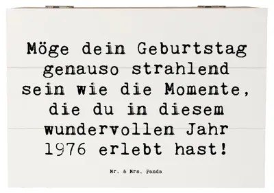 Produktbild von Mr. & Mrs. Panda Kiste Spruch 1976 Geburtstag 22 x 15 cm - Weiß - Geschenk, Happy Birthday, Box, Schatzkiste, Aufbewahrungskiste, herzlicher Geburtstagswunsch, fotobox