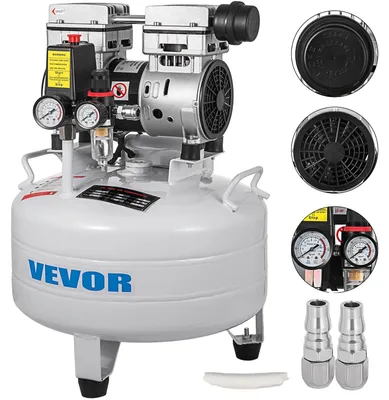 Immagine prodotto di VEVOR Compressore d'aria verticale - serbatoio da 6,6 galloni (30 L), 850 W, compressore estremamente silenzioso e privo di olio, compressore silenzioso a bassa rumorosità