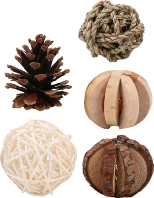 Obrázok produktu pre Malý domáci maznáčik Prírodné drevené ručne vyrobené loptičky Set Hamster Rat Mice Toy Accessories