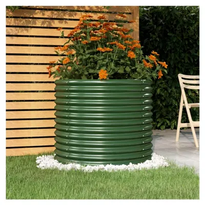 Produktbild von Hochbeet für Garten 80x80x68 cm Pflanzkübel Gemüsebeet Kräuterspirale XXL Metall Stahl Pflanzbeet Blumenkasten Grün