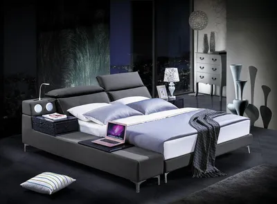Obrázek produktu pro Designová manželská postel kožená postel Postel kožené čalounění ložnice manželství 180x200